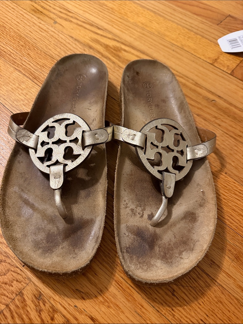 Tory Burch Metallic Gold Miller Cloud Thong Sandals - Women size 12